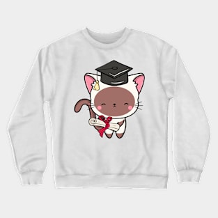 Funny White cat is graduating Crewneck Sweatshirt